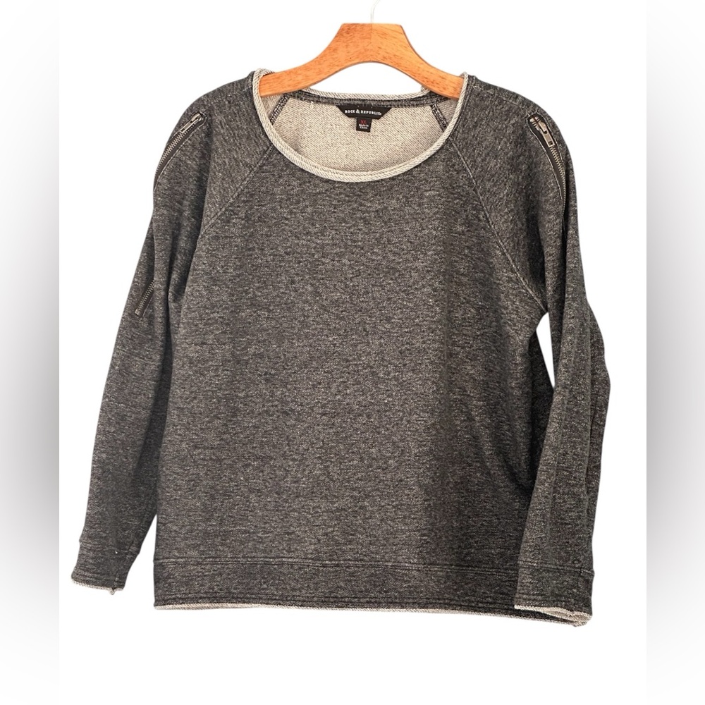 Rock & Republic Dark Gray Crew Neck Sweatshirt - XL